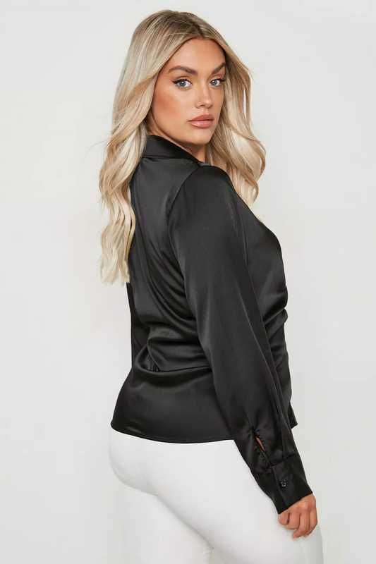 Сатинова сорочка блузка малинова Boohoo