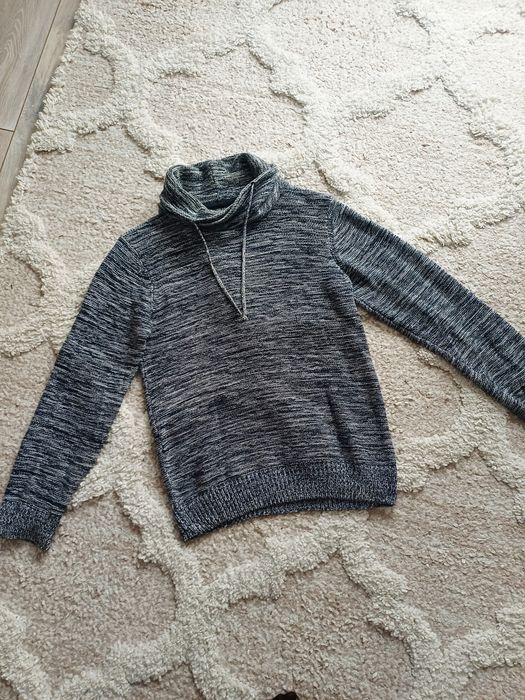 Sweter męski L bluza zimowy ciepły z kołnierzem golfem stójką golf