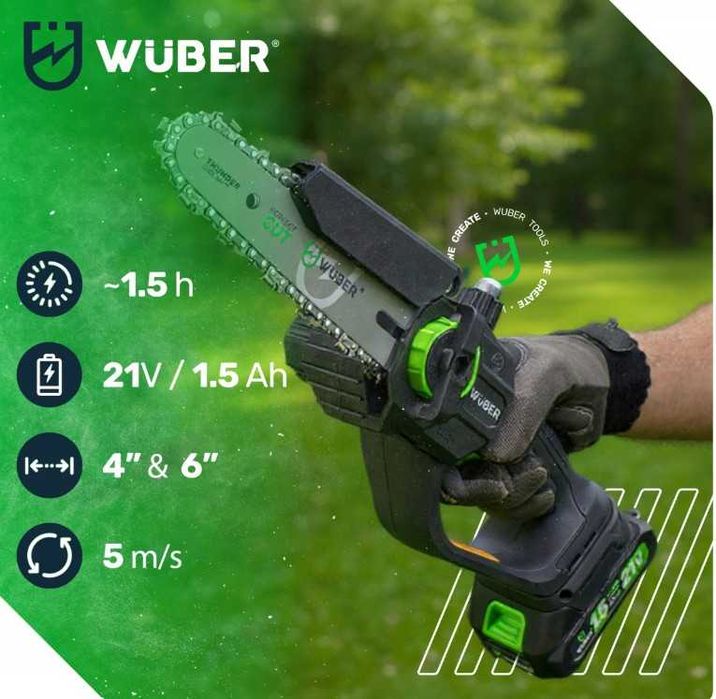 Piła łańcuchowa gałęziówka akumulatorowa 2aku marki WUBER (OKAZJA)