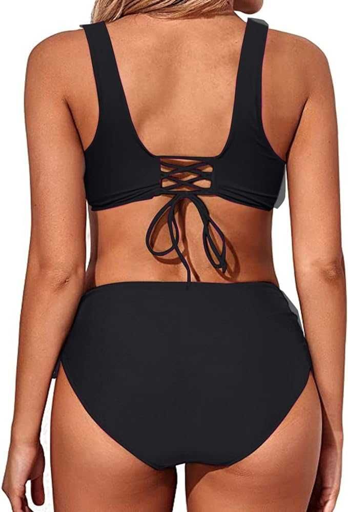 bikini z wysokim stanem Sexy Push Up dwuczęściowy strój kąpielowy r.XL