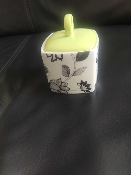 Açucareiro Vista Alegre, modelo Carre Verde Fiori. Novo com etiqueta.