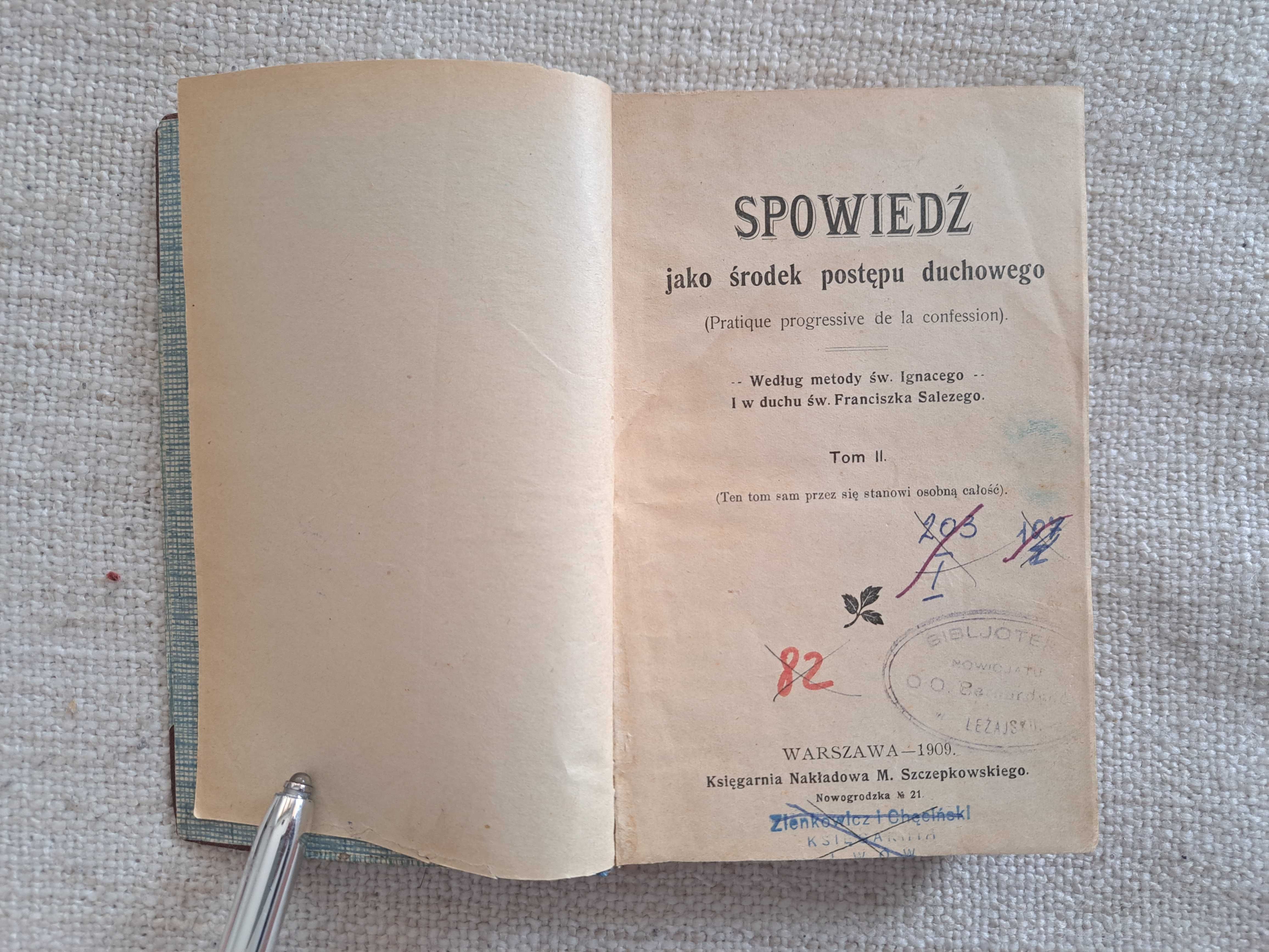 1909 r. Spowiedź jako środek postępu duchowego wg. metody św. Ignacego