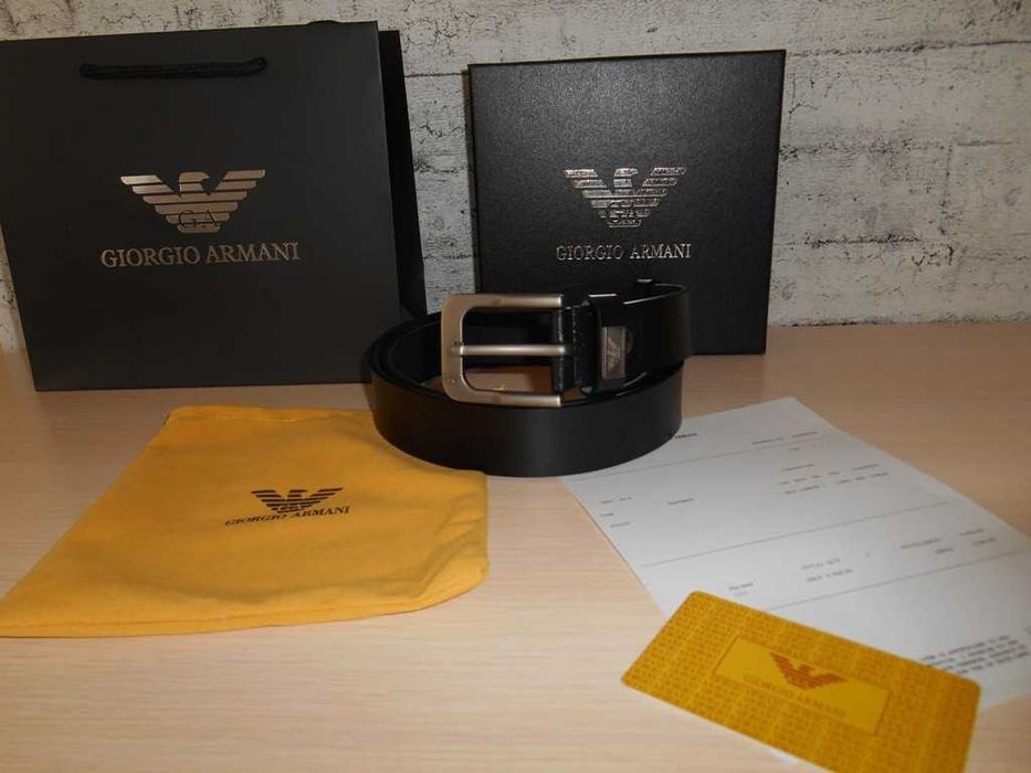 Emporio Armani Męski pasek firmowy, skóra naturalna 235