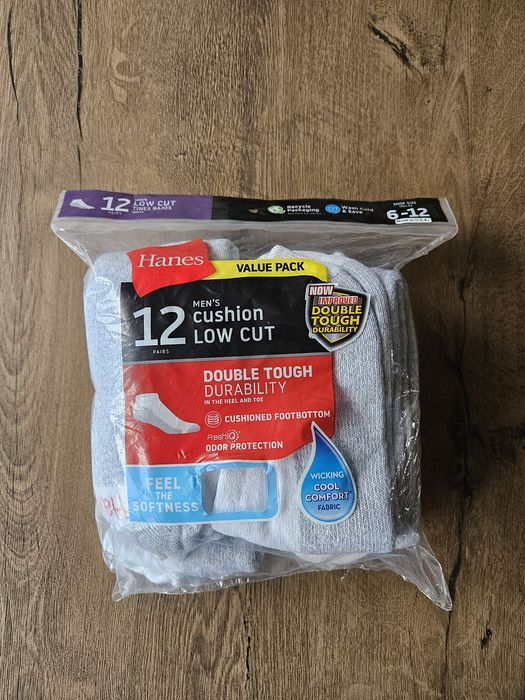 Białe męskie  skarpetki Hanes z USA FreshIQ roz.6-12 ,12-pak hanes
