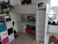 Łóżko piętrowe Ikea z biurkiem i szafa SMASTAD 90x200