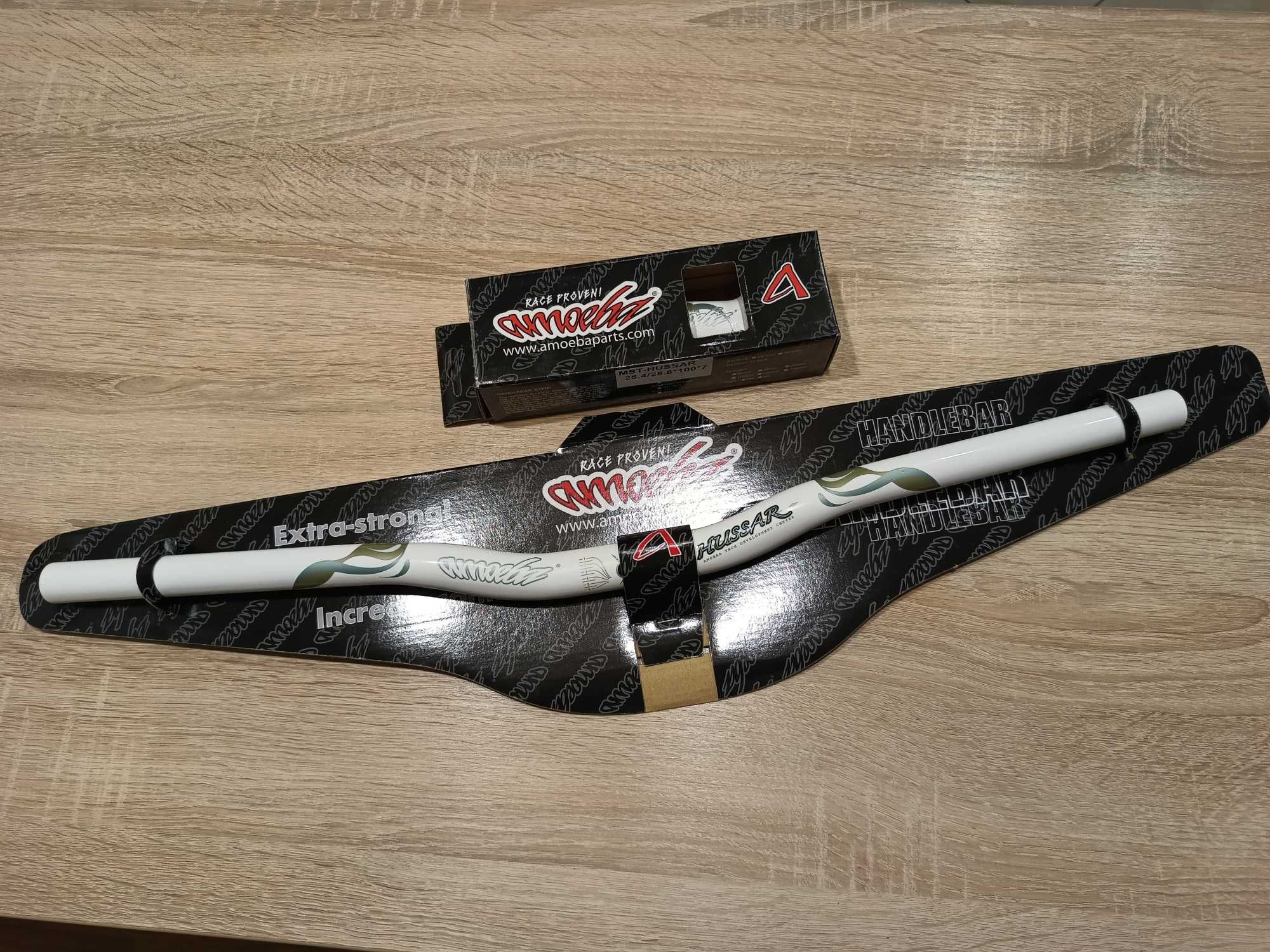 Kierownica + Wspornik AMOEBA Hussar Nowa Biała Alu