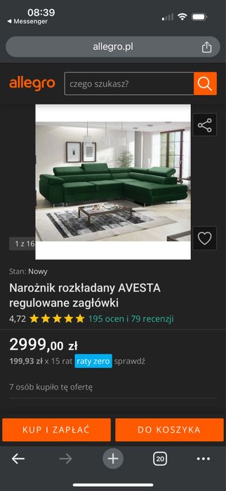 Narożnik rozkładany AVESTA regulowane zagłówki