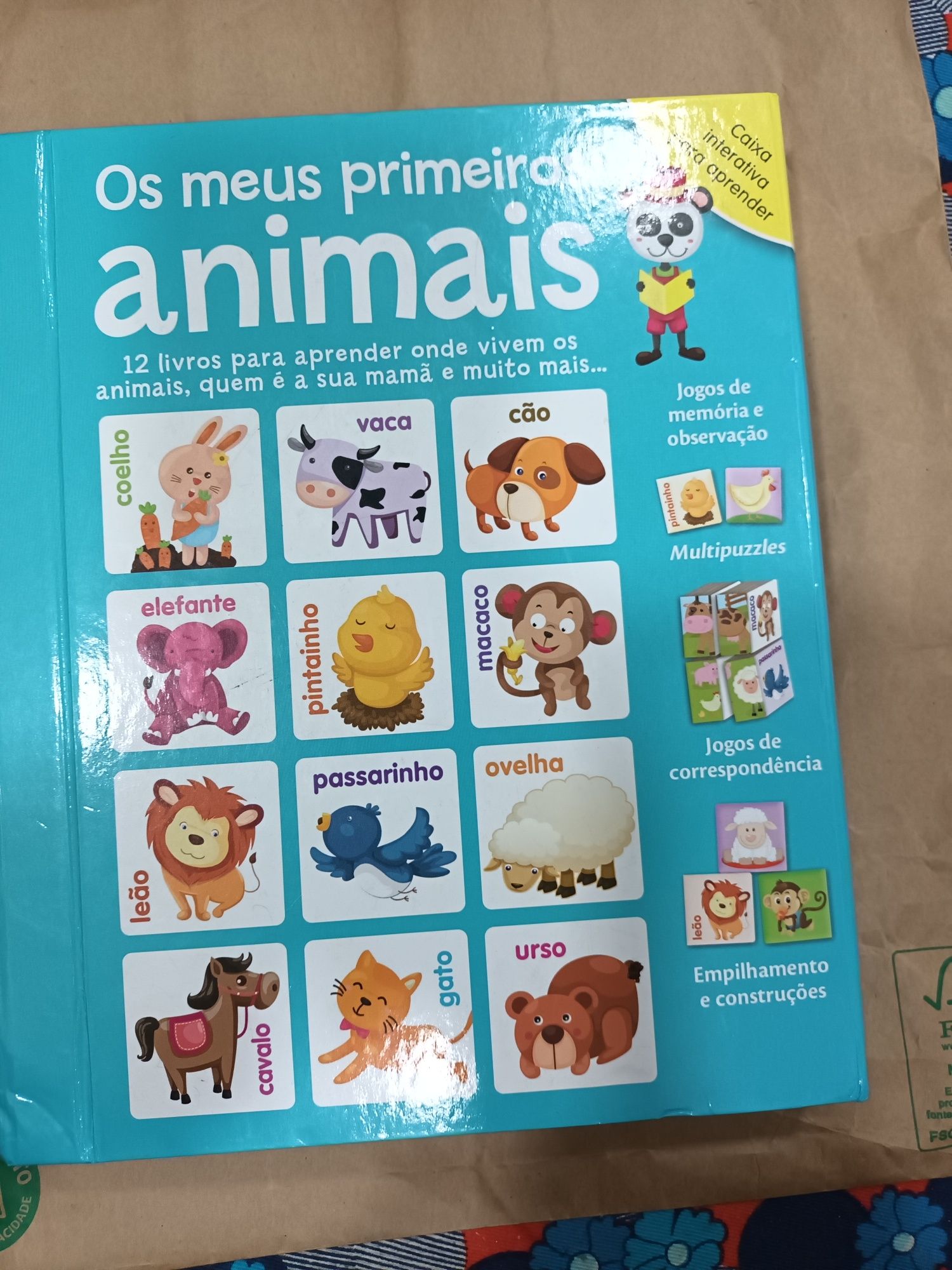 15€ os meus primeiros aanimais, 12 livros aprende e joga .