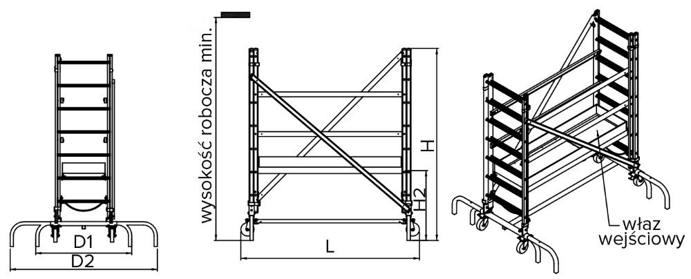 Rusztowania aluminiowe jezdne Drabex Rj 220 Wysyłka Gratis !! H 4,26 m