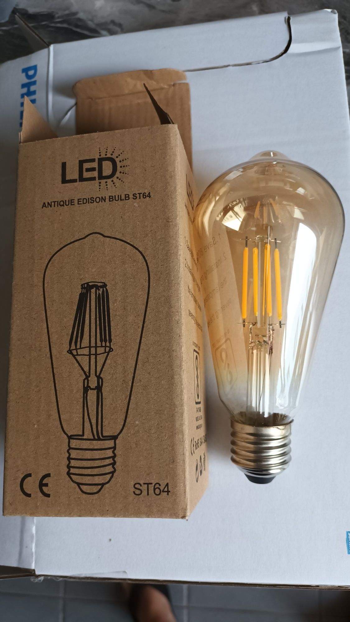 6x żarówka led retro "Edison" ST64 E27 ciepła biel bursztynowe