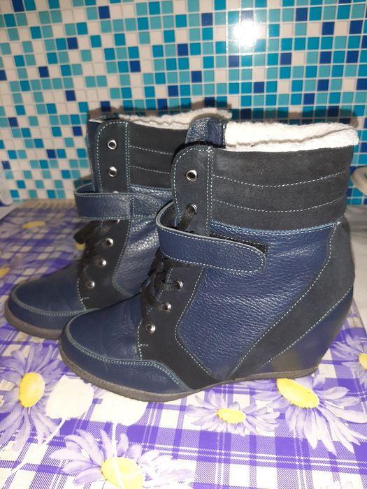 Зимние кожаные сникерсы