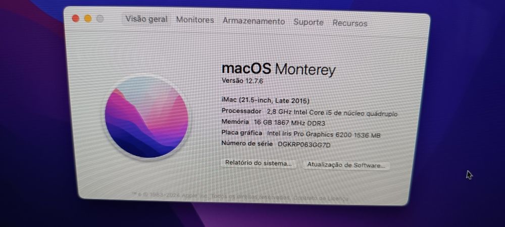 iMac 21,5", i5 quad, 16gb e 512gb disco ssd
