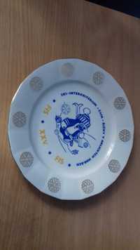 Pamiątkowy talerz porcelanowy - zawody narciarskie FIS, Czechosłowacja
