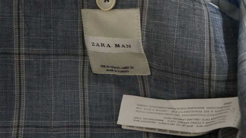 Marynarka Dwurzędowa Zara Rozmiar 48 180/96 Kolor Błękitny Krata