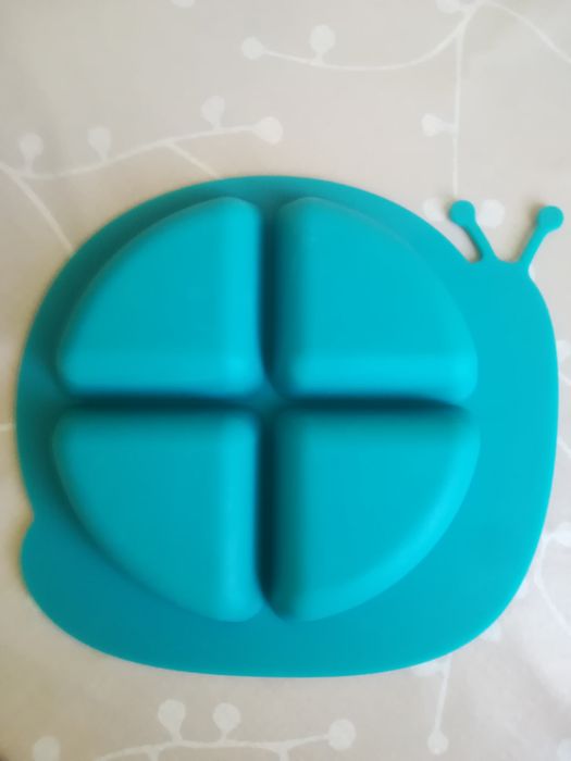 Prato silicone infantil/para criança/bebé com 4 compartimentos caracol