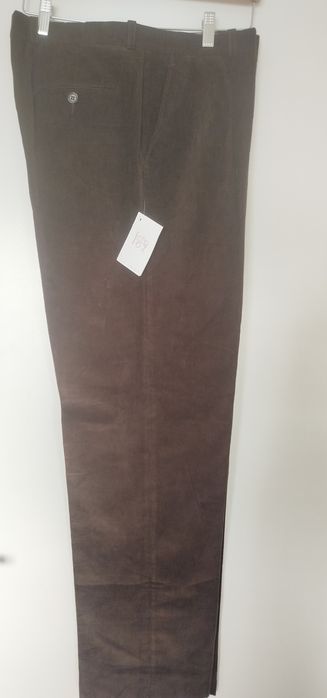 Calças de bombazine masculinas com prega