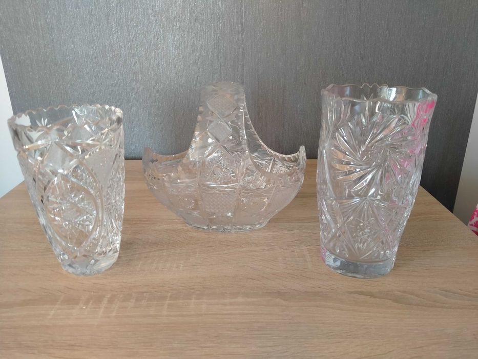 Wazony kryształowe koszyk kryształowy PRL