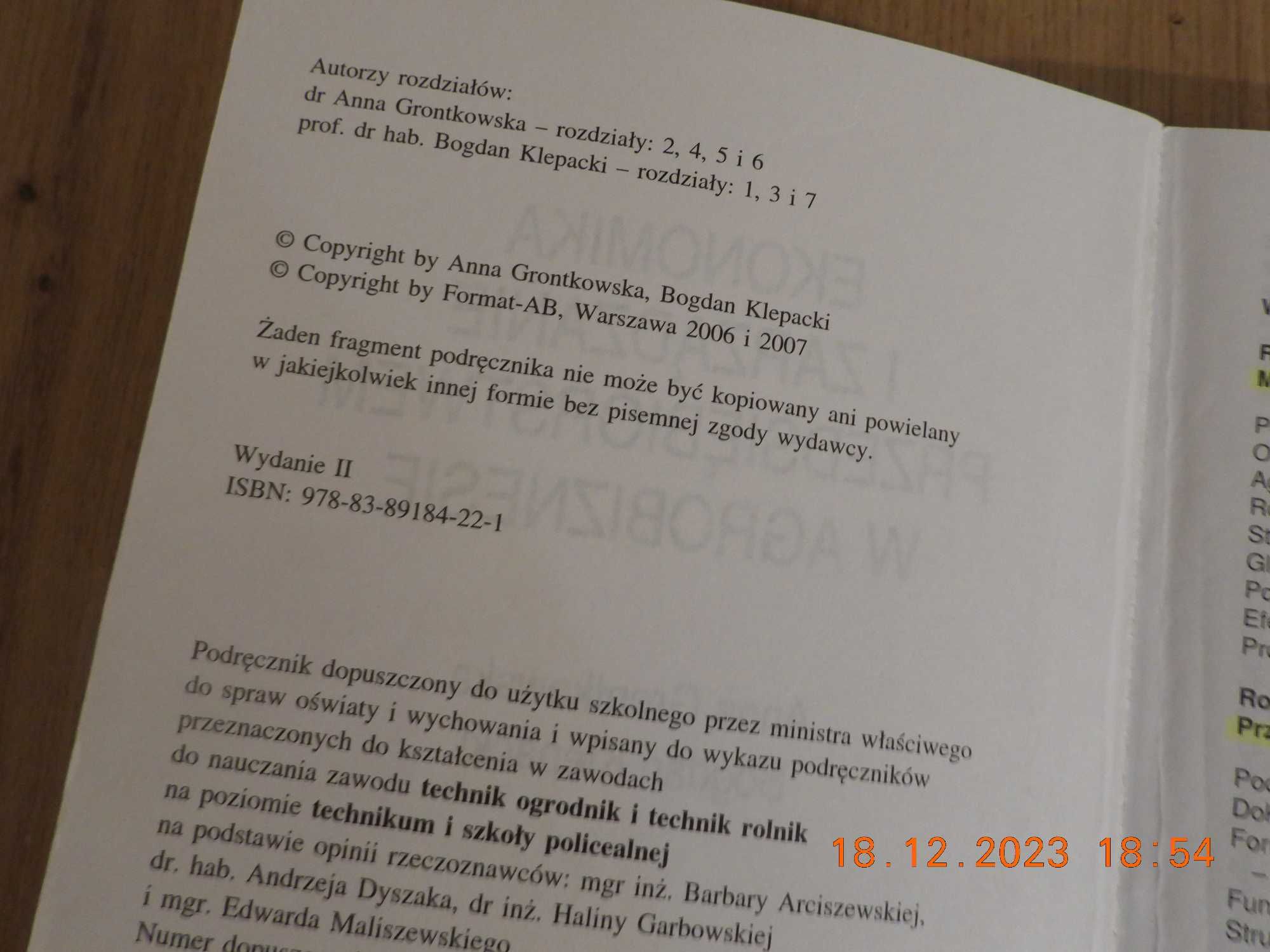 Ekonomika i zarządzanie przedsiębiorstwem w agrobiznesie. B. Klepacki