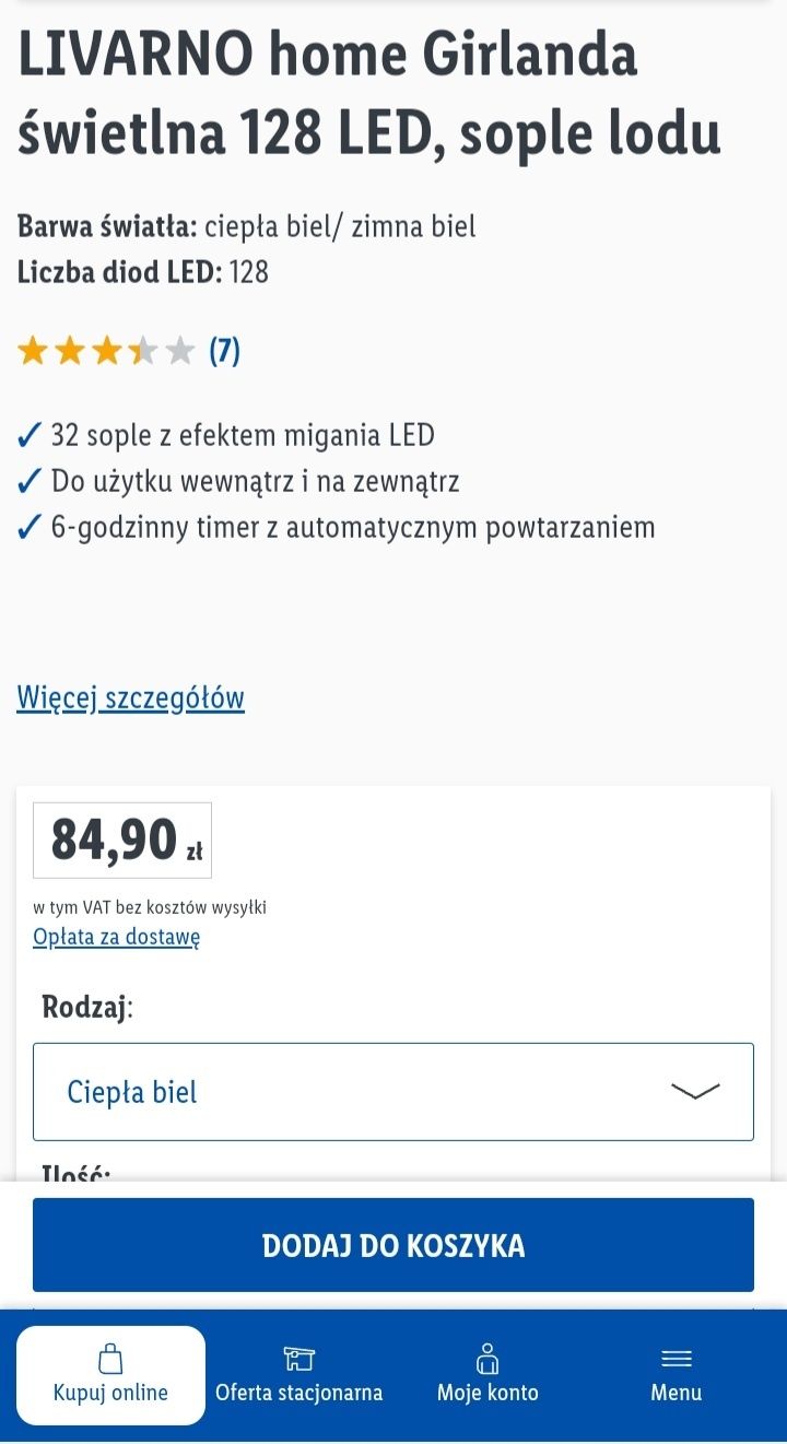 Girlanda świetlna sople LED ciepłe