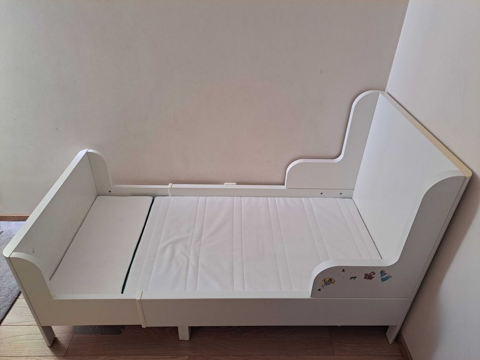 Łóżko ikea busunge, z materacem, 3 długości, rozsuwana rama.