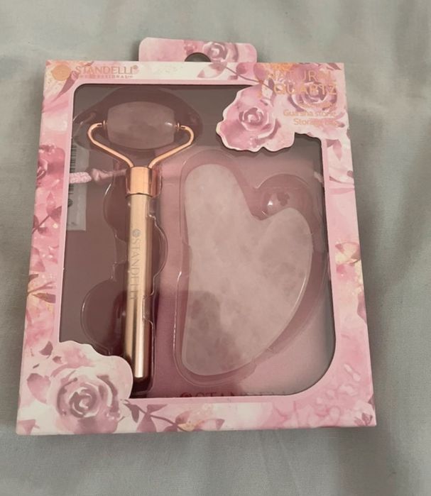 Rolo facial + pedra de quartzo gua sha