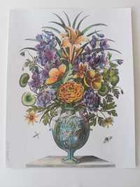 Rysunek kolorowanka kredkami kwiatów. Wymiar 22cmx28,5cm