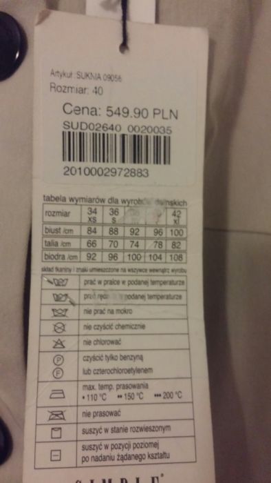 Sukienka SIMPLE rozmiar 40 ecru z paskiem kieszeniami NOWA 50% taniej