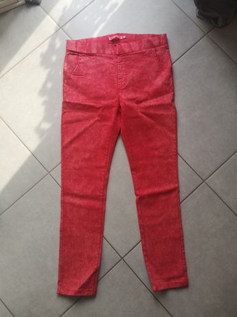 Jeansowe czerwone spodnie L