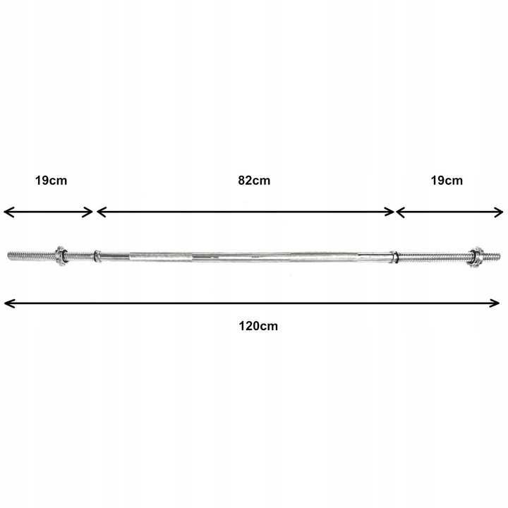 Gryf Prosty stalowy sztanga 120 cm 30mm z zaciskami