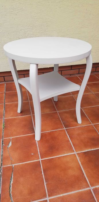 stolik okrągły atr deco drewniany ława stylowa nogi giete ludwik