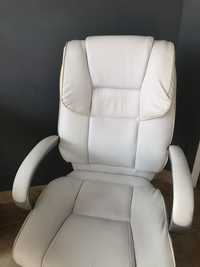 Fotel biurowy biały używany siedzisko
