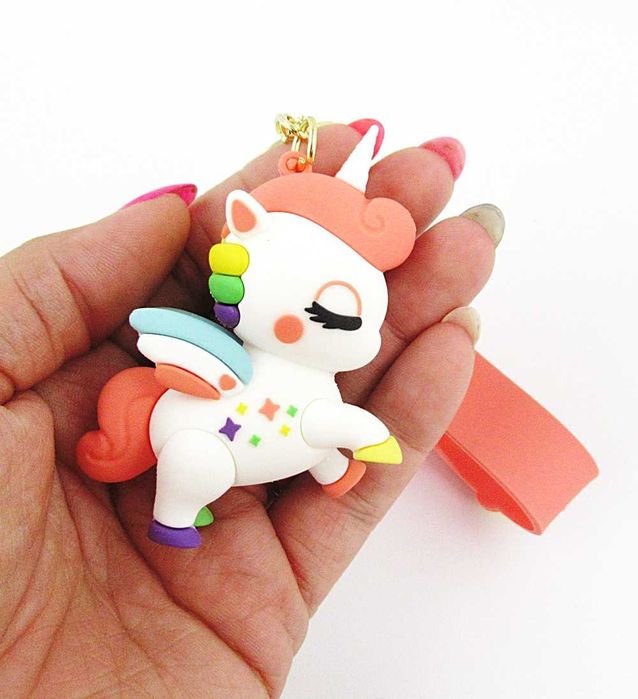 Brelok do kluczy torebki zawieszka jednorożec biały tęcza prezent