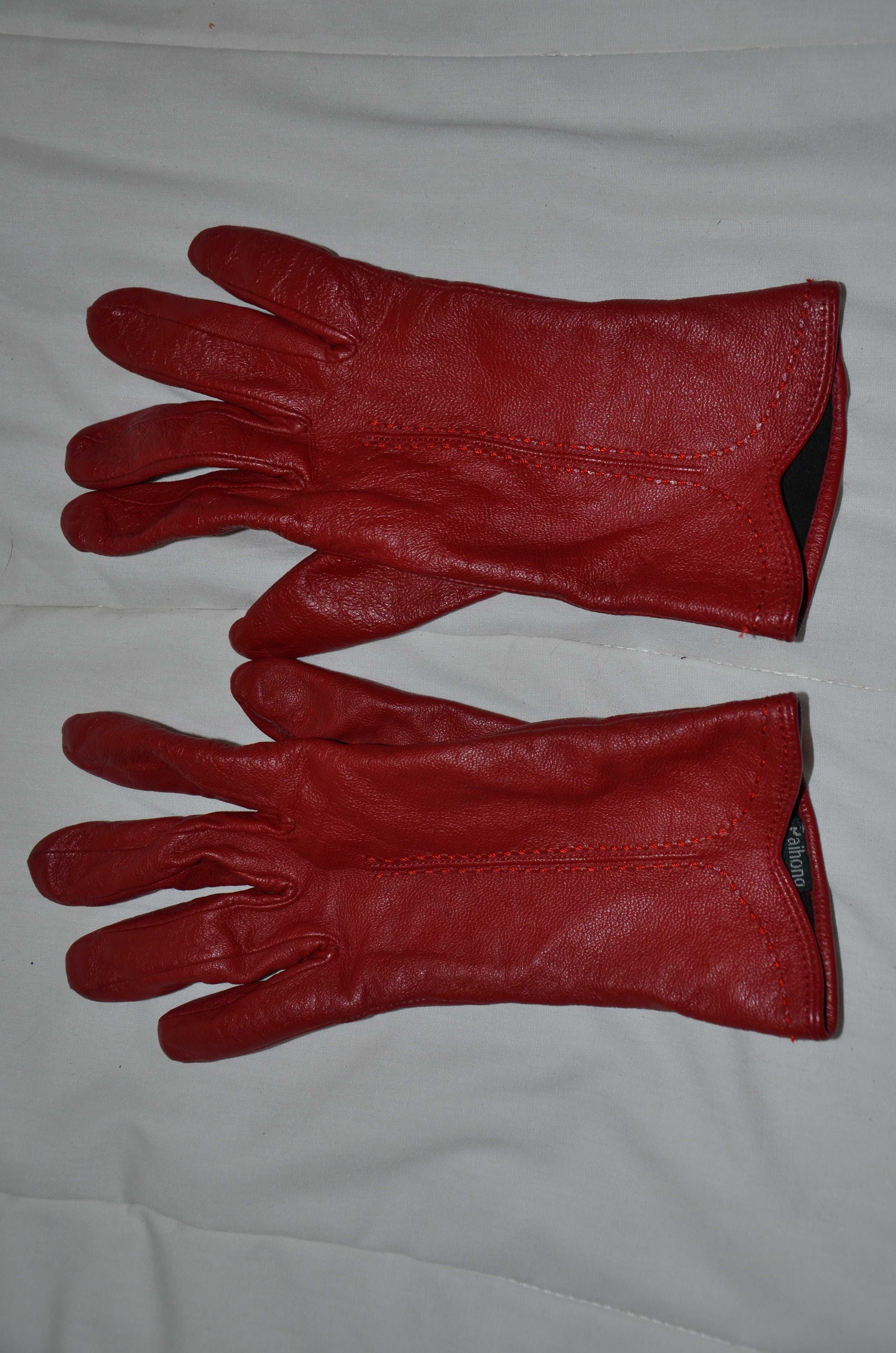 Czerwone skórzane rękawiczki r. 7