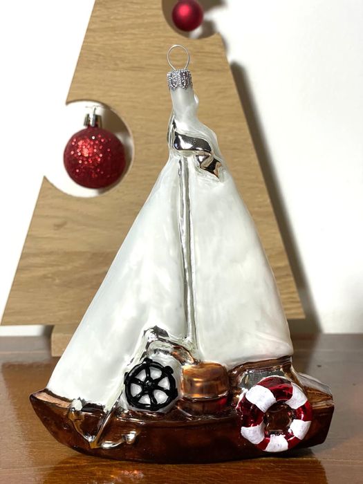 Ręcznie robiona bombka firmy Biliński – Żaglowiec