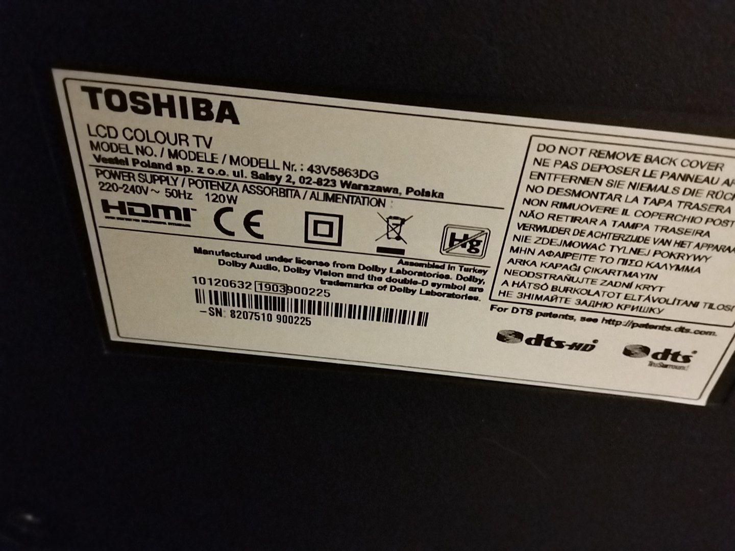 Телевізор , Toshiba 43v5863dg uhd , 4 k