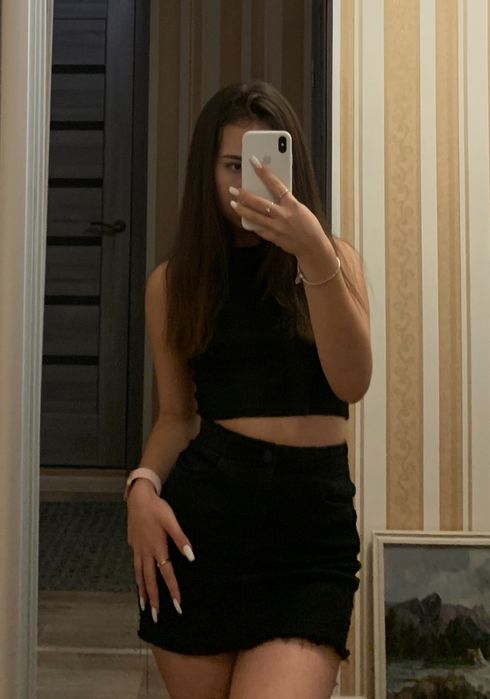 Черная джинсовая юбка bershka