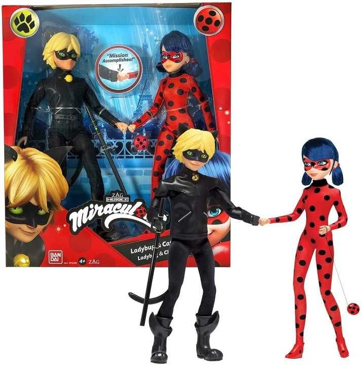 Lalka Miraculous zestaw Biedronka i Czarny Kot Bandai Marinett Adrien