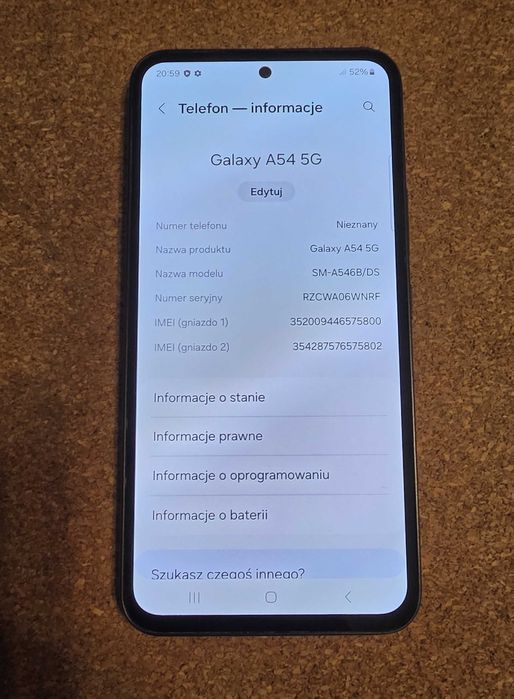Samsung Galaxy A54 5G SM-A546 B/DS 8GB/128GB Czarny JakNowyBezBlokadGw