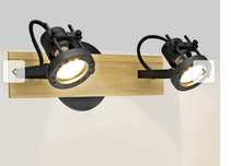 Listwa reflektorowa Technic czarna z drewnem 2 x GU10 Inspire