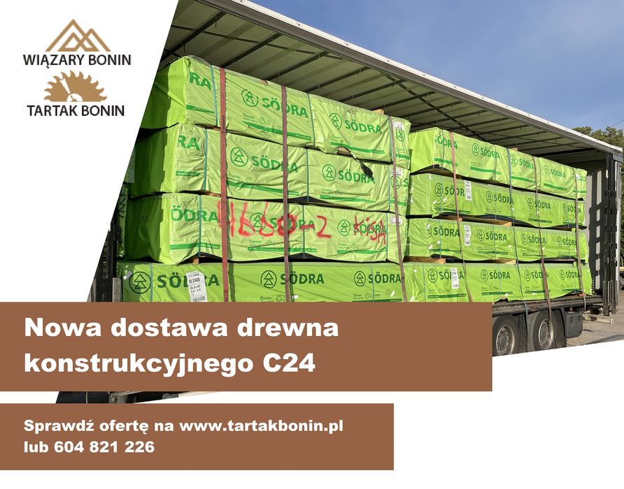 Drewno konstrukcyjne 45mm 60mm C24 KVH TARTAK BONIN