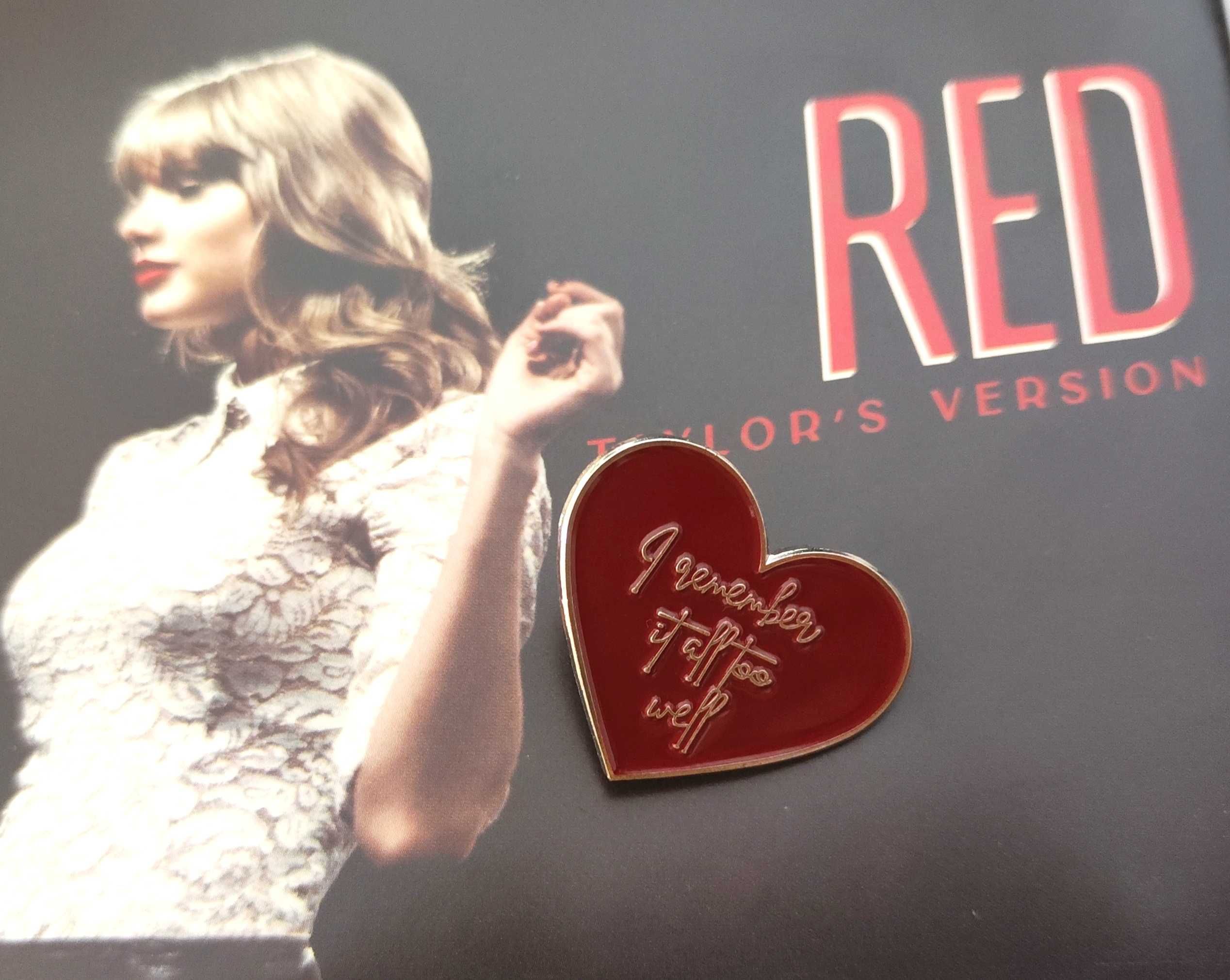 Pin przypinka all too well Taylor Swift Red serce