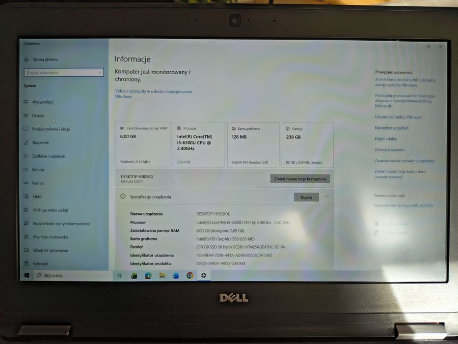 Laptop Dell Latitude E7270 8GB RAM Intel i5 6 gen