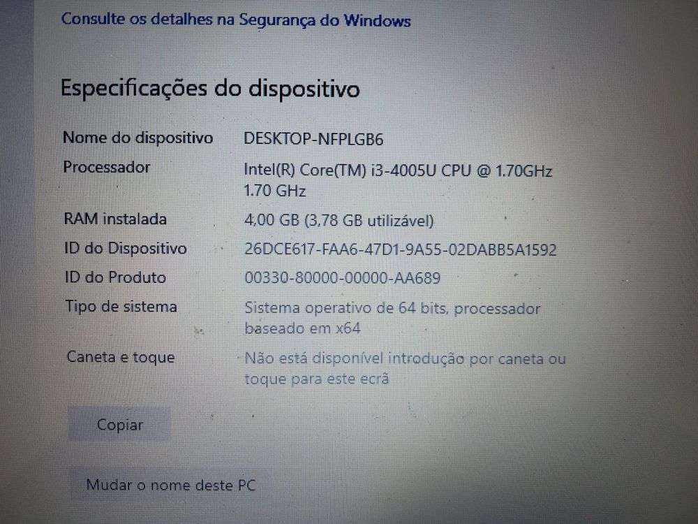 Portatil HP i3 64bits