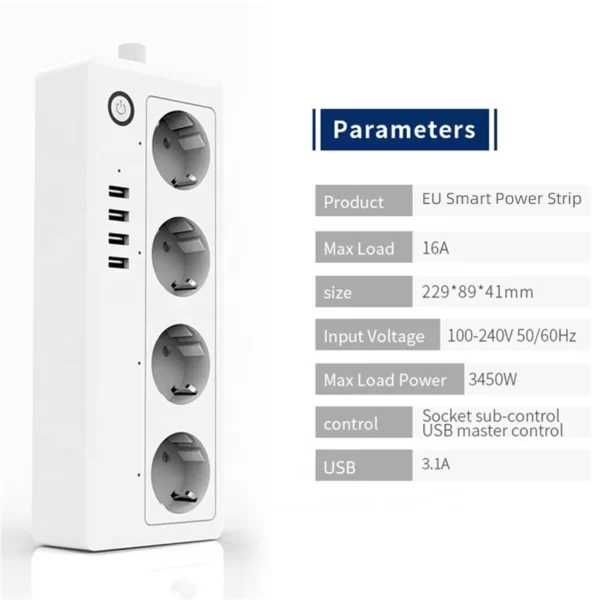 Extenção Inteligente WIFI 16Amp c/ Controlo de Consumo