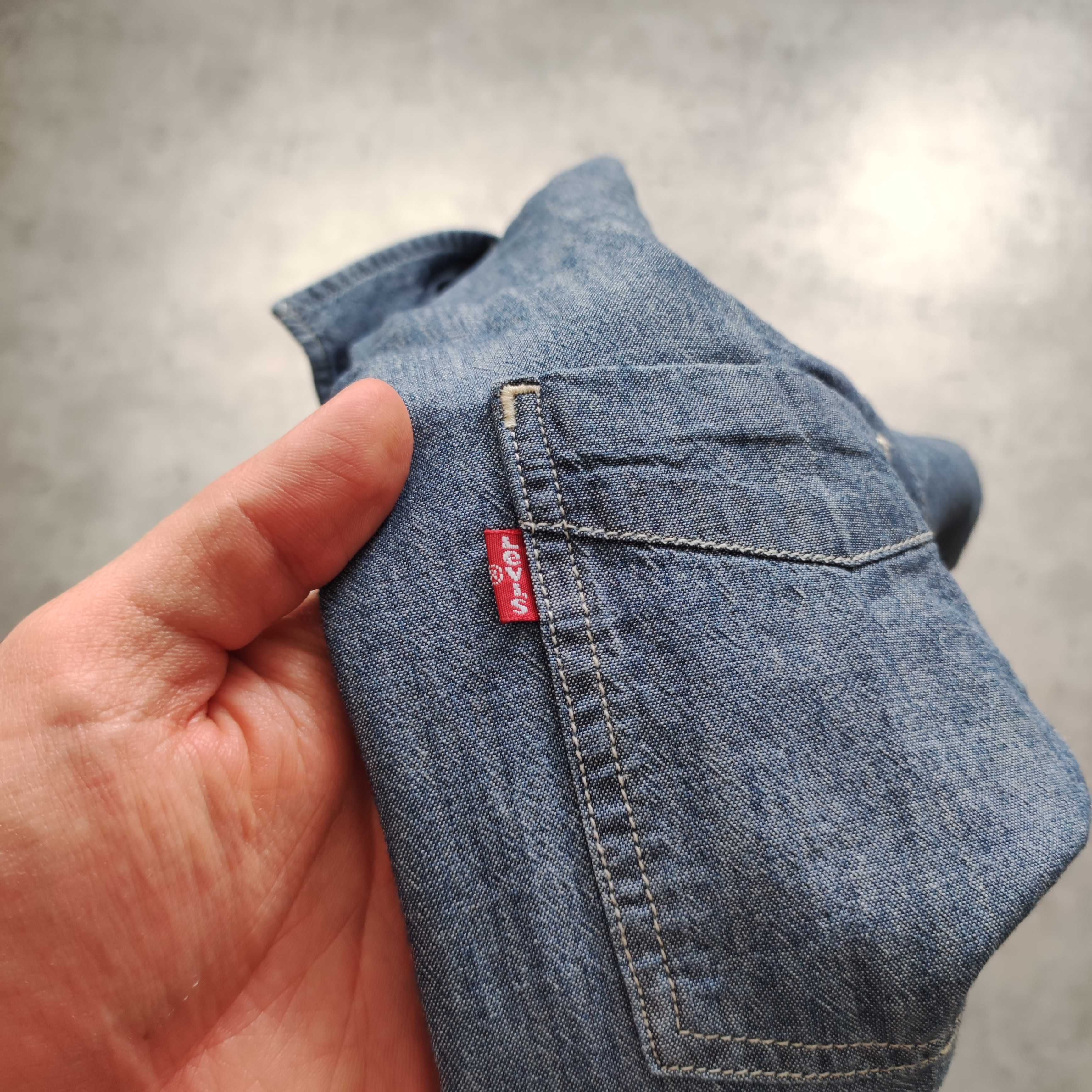 MĘSKA Elegancka Koszula PREMIUM Pocket Kieszonka Levis Bawełna Logo