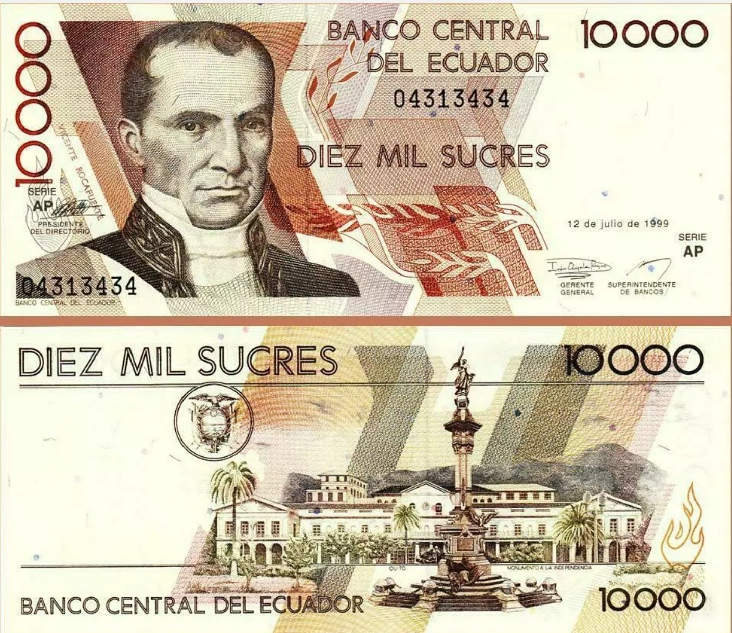 Ecuador 3 Pcs SET, 10000, 20000, 50000 Sucres 1999, UNC, P-128, 129, 1