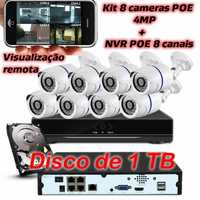 Pack video vigilância topo gama de 8 cameras POE MP HD + NVR POE 8 ch