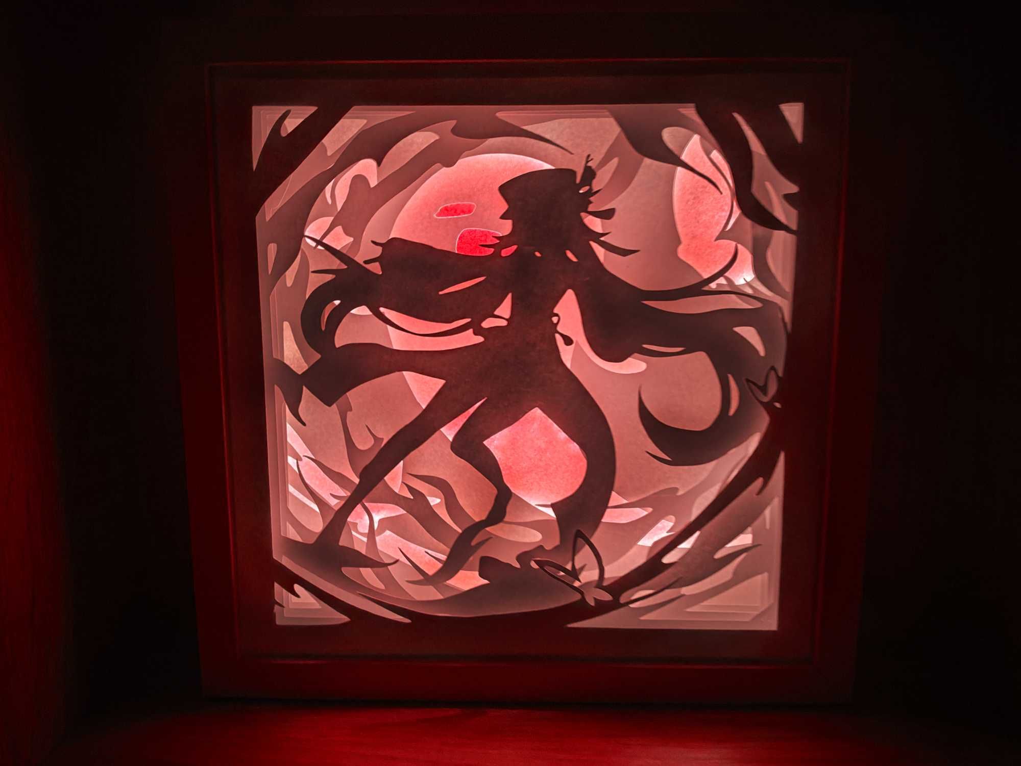 Shadowbox Hu Tao z Genshin Impact - personalizowany prezent Handmade