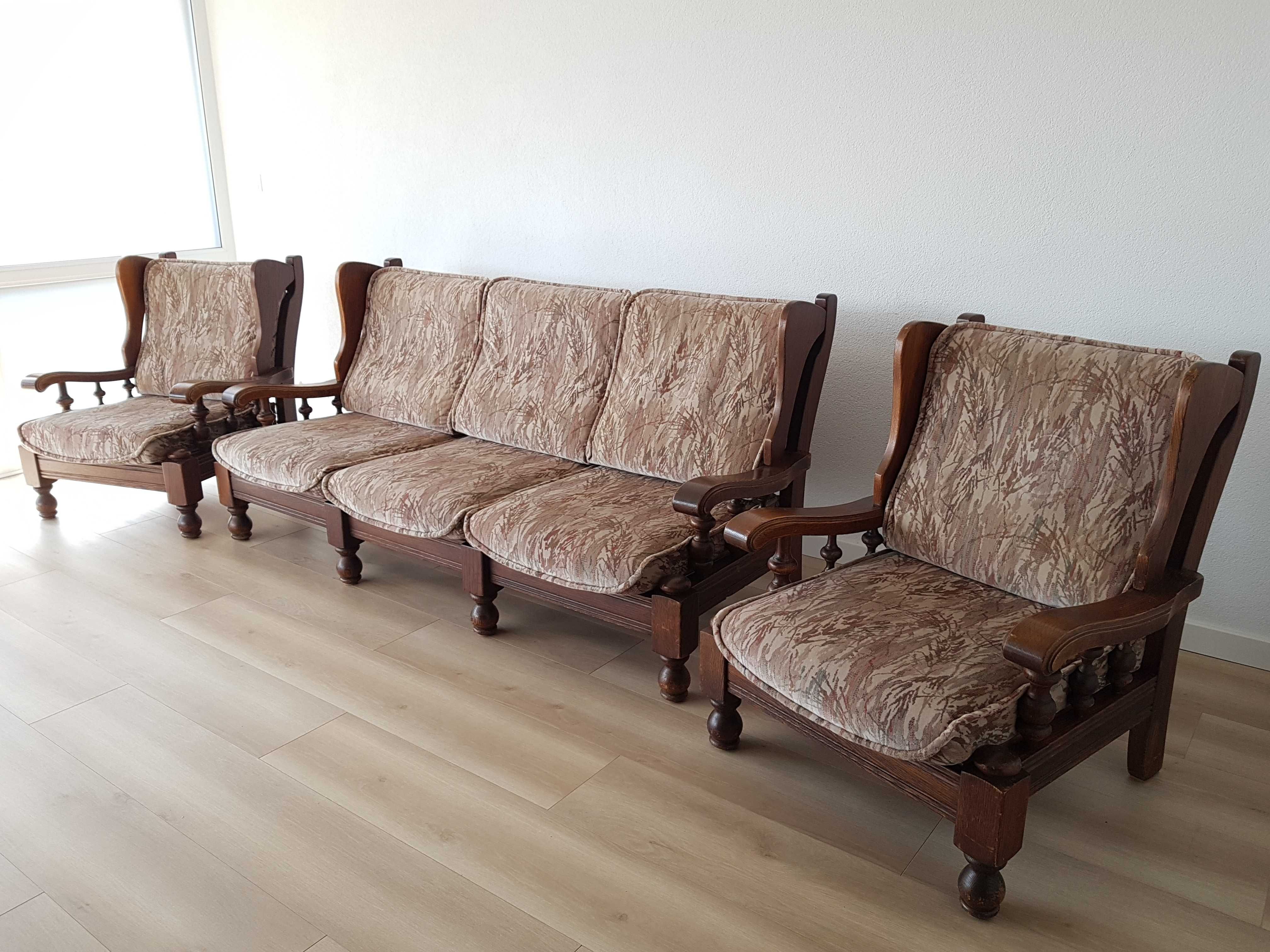 Meble wypoczynkowe dębowe Sofa i 2 Fotele Biłgoraj