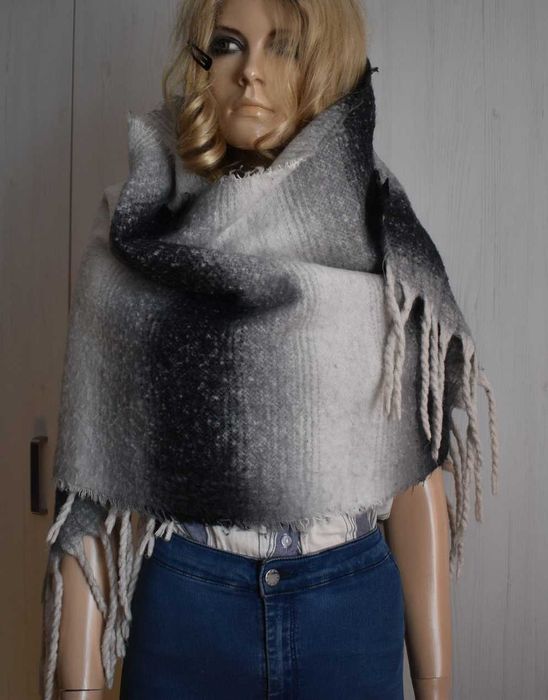 Szalik chusta ponczo otulacz ciepły 194cm szal mięsisty zimowy oversiz